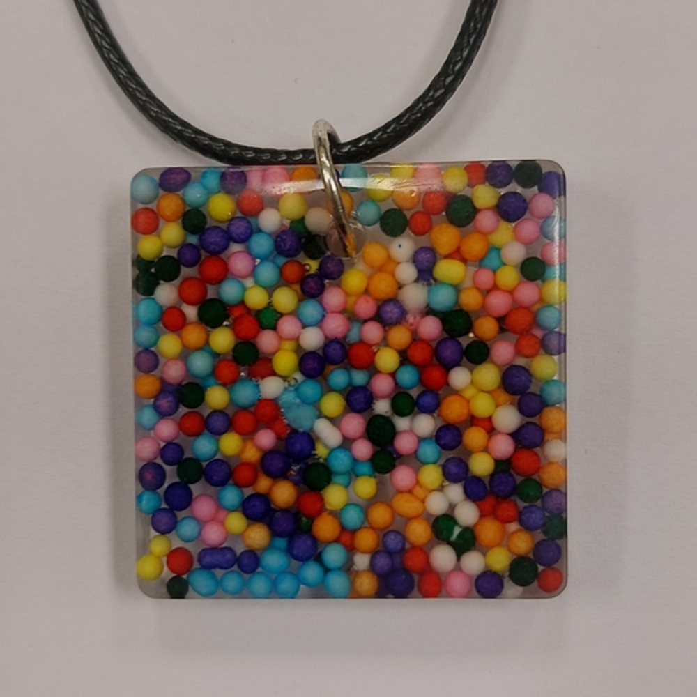 HANDMADE Real Rainbow Sprinkle Resin Necklace